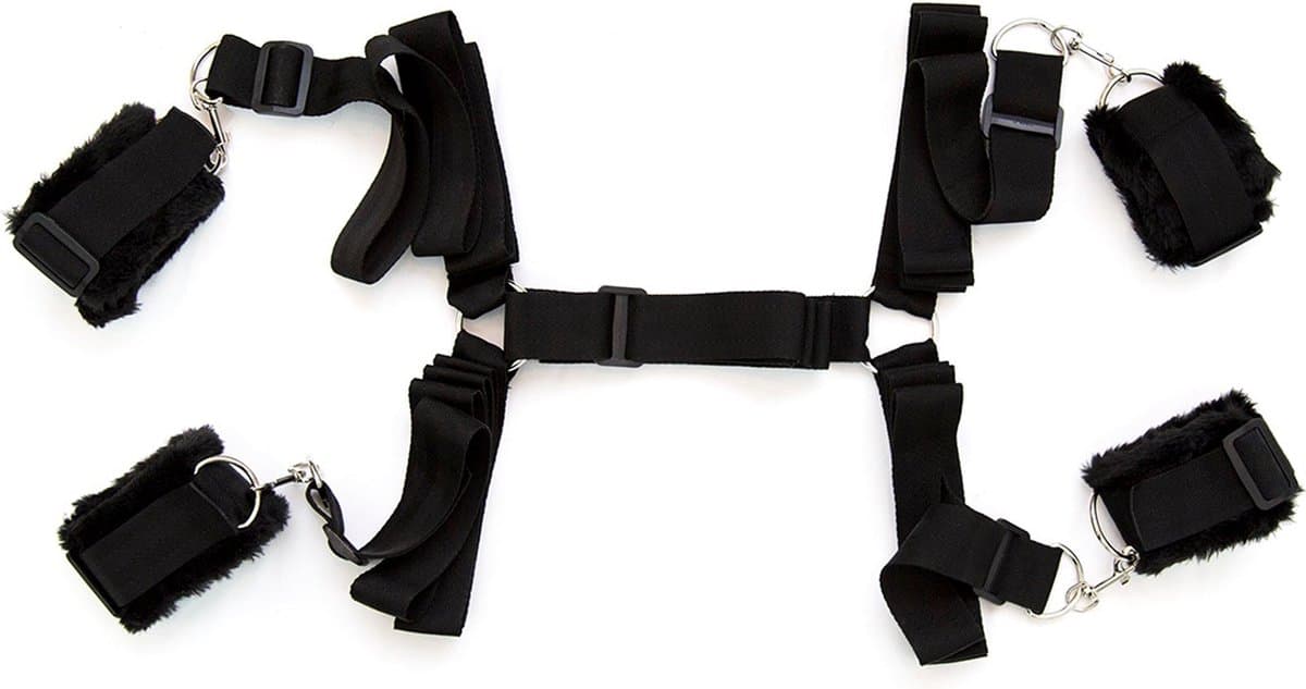 Fixxx - Bed Boeien en Hogtie Bondageriemen Set - Zwart — afbeelding 1