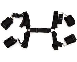 Fixxx - Bed Boeien en Hogtie Bondageriemen Set - Zwart