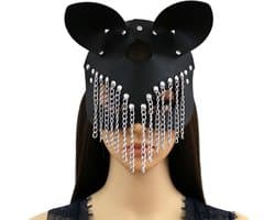 Halfgelaatsmasker van PU-leer - Kattenmasker oogmasker voor dames - Sexy kat masker voor Halloween cosplay carnaval maskerade bal make-up.