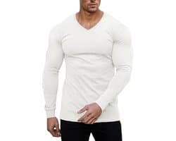 Cmdr Slim Fit V-hals Lange Mouw Spier-Thermo-T-Shirt Casual Geribbelde Trui Lichte Trui Onderhemden