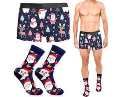 Grappige Kerst Boxershorts voor Mannen - XL Onderbroeken met Kerstkousen
