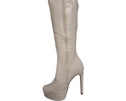 SHANGURETTI- EROTIC LAARS-WHITE-LEDERLOOK-HAK10CM-38