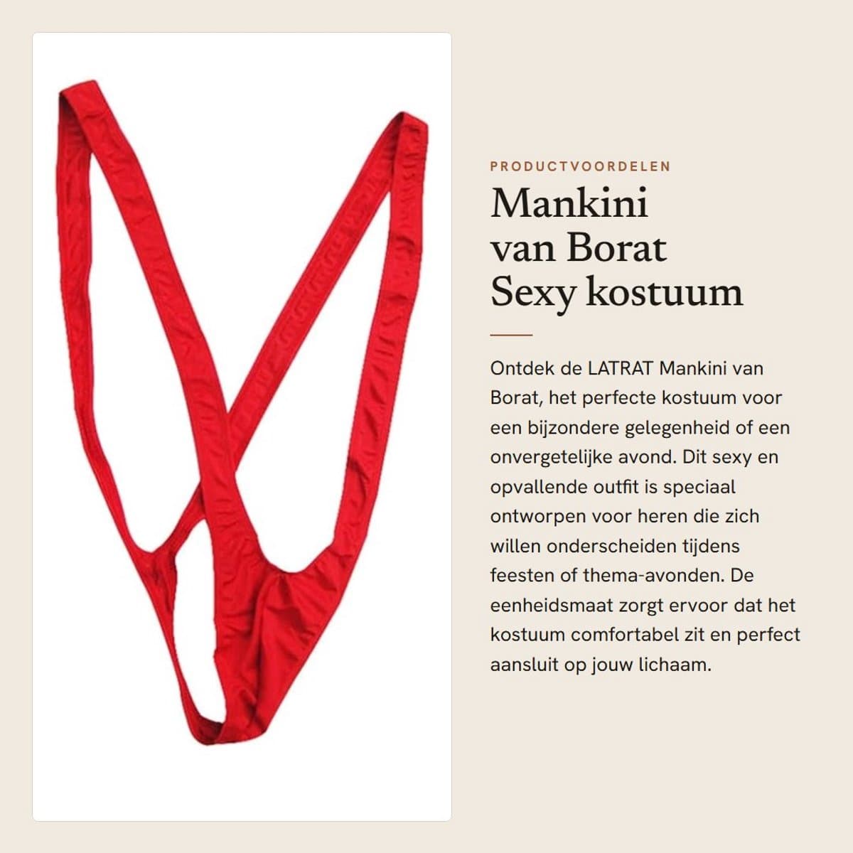 Dailygoods- Mankini - Eenheidsmaat voor Heren - Huidvriendelijk Elastisch Materiaal - Sexy/Innovatief - Comfortabel - Geschikt voor de meeste Mannen - Zwembroek — afbeelding 1