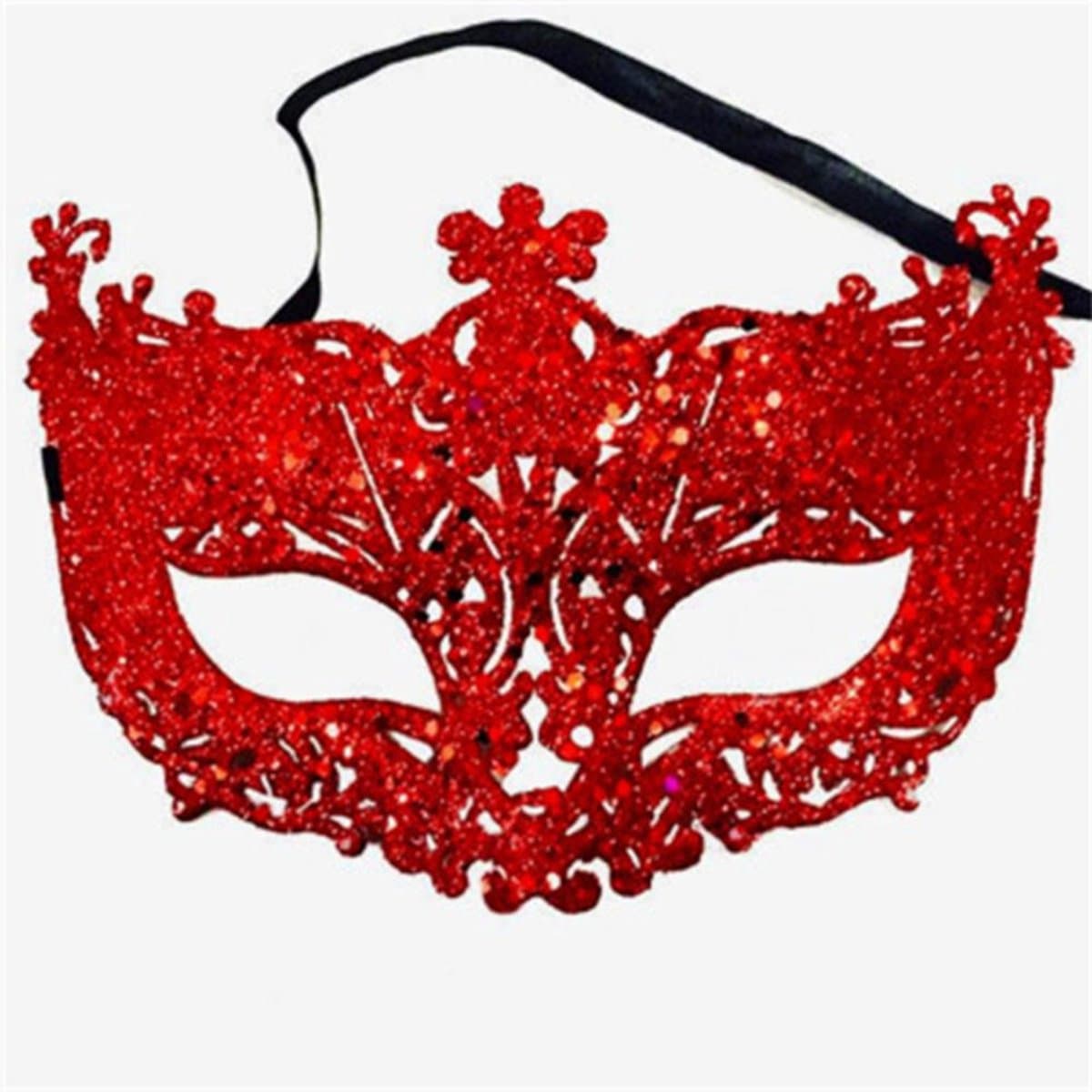 Masker - Venetiaans masker - Oogmasker - Gemaskerd bal - Verkleedmasker feest - Rood met glitter - Jonyx — afbeelding 1