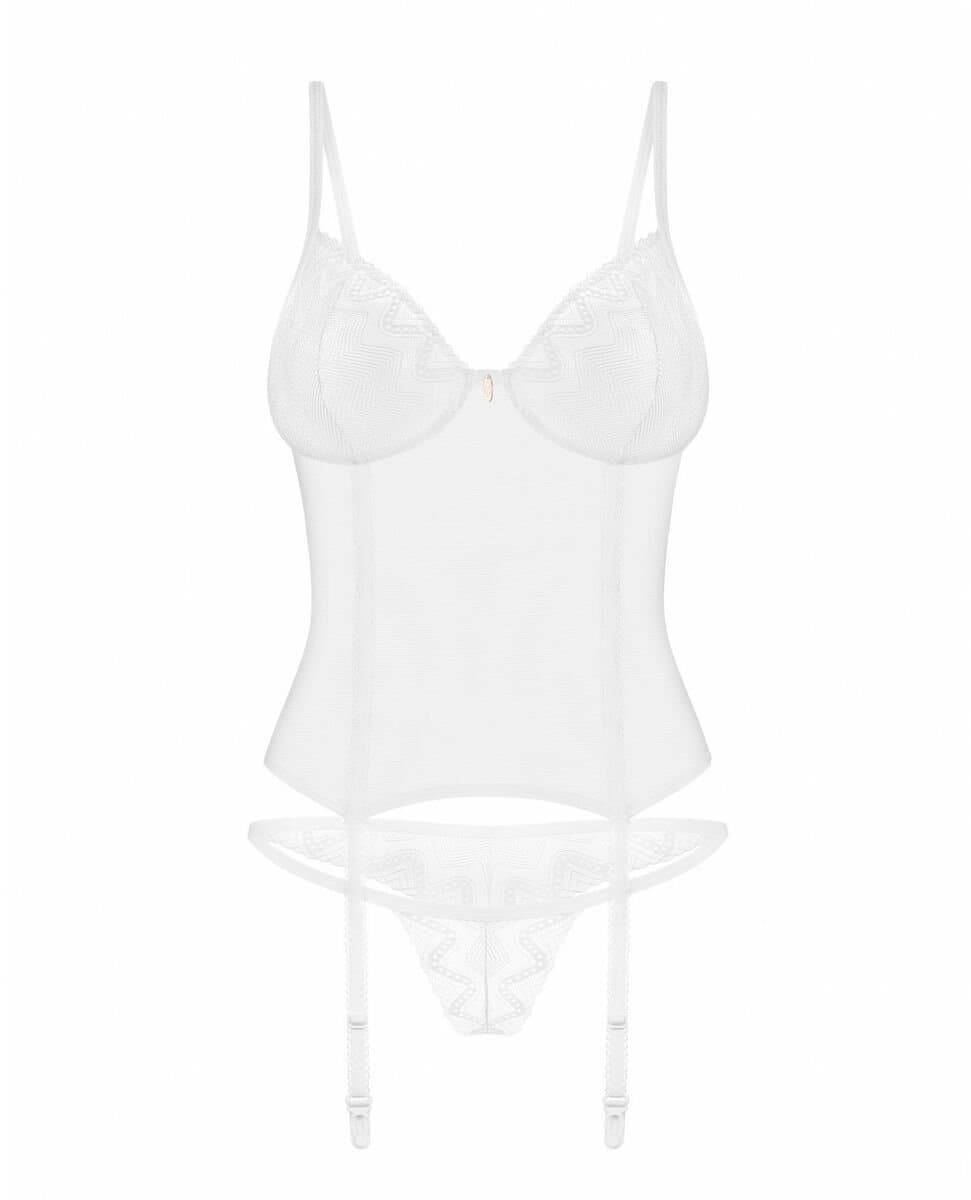 Obsessive - Alissium Korset en string - XL/2XL - Wit — afbeelding 1