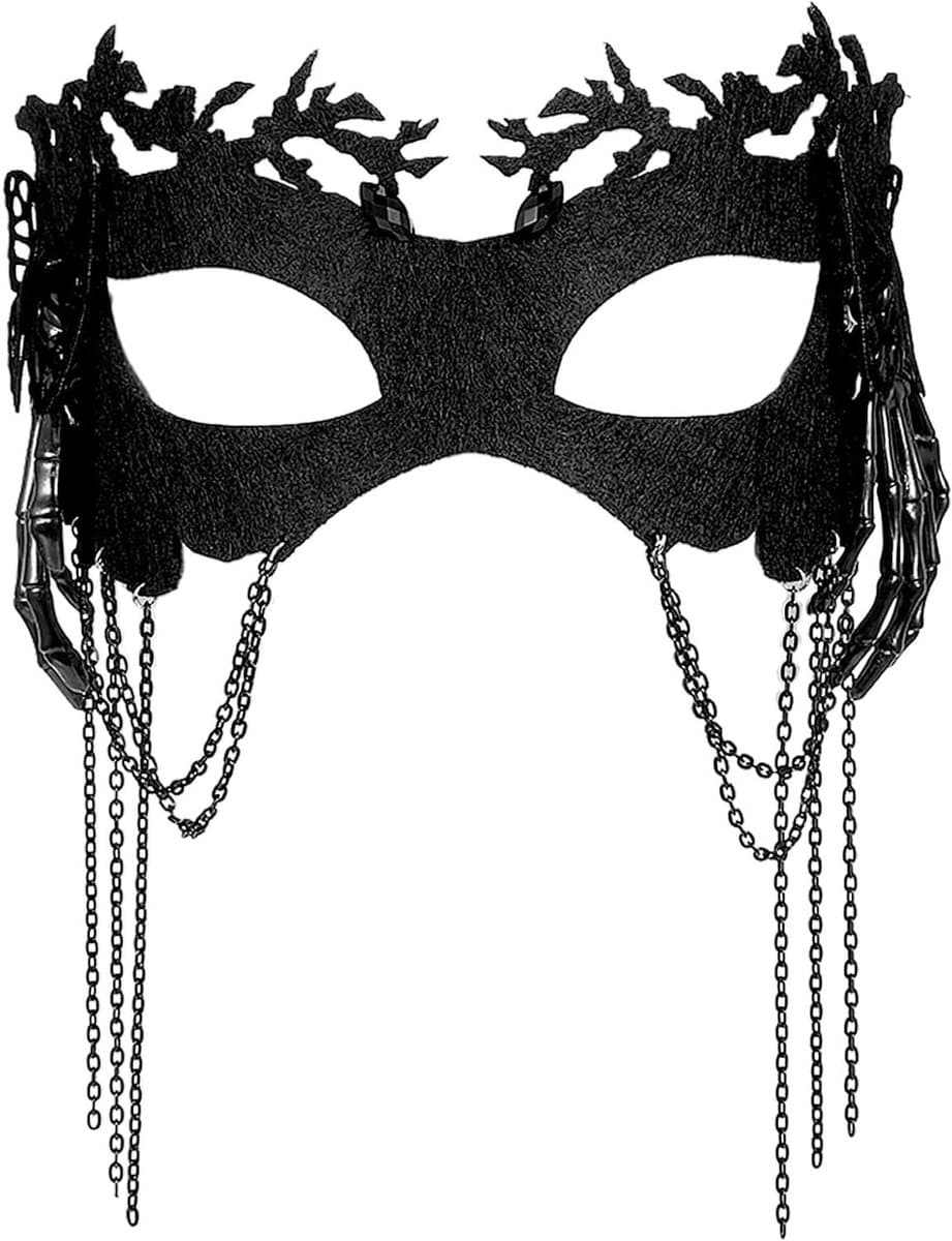 Zwart masker met vlinder- en schedelelementen voor dames - Venetiaans maskerade feest Halloween carnaval bal gala — afbeelding 1