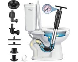 Professional tube cleaner with visual barometer, 4 interchangeable nozzles for pressure tube, drain cleaner for - ShopVlot