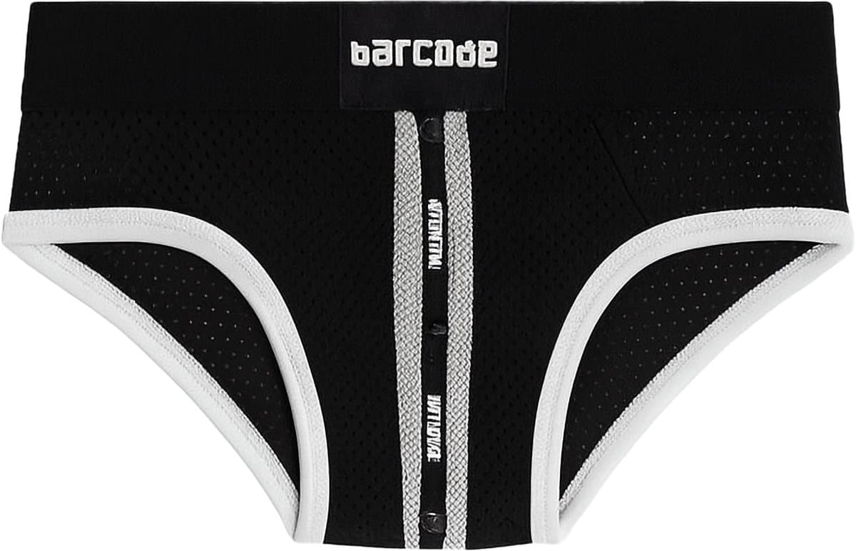 Barcode Berlin Mesh Brief Sicile Black-White - MAAT XL - Erotisch Heren Ondergoed - Slip voor Man - Sexy mannen Slip — afbeelding 1