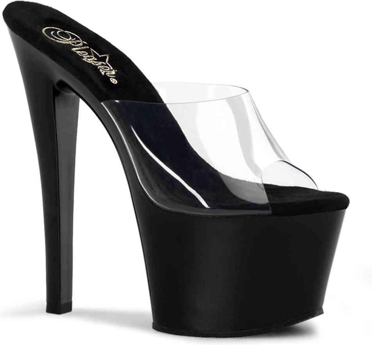 Pleaser - SKY-301 Muiltjes - Paaldans schoenen - 37 Shoes - Zwart/Transparant — afbeelding 1
