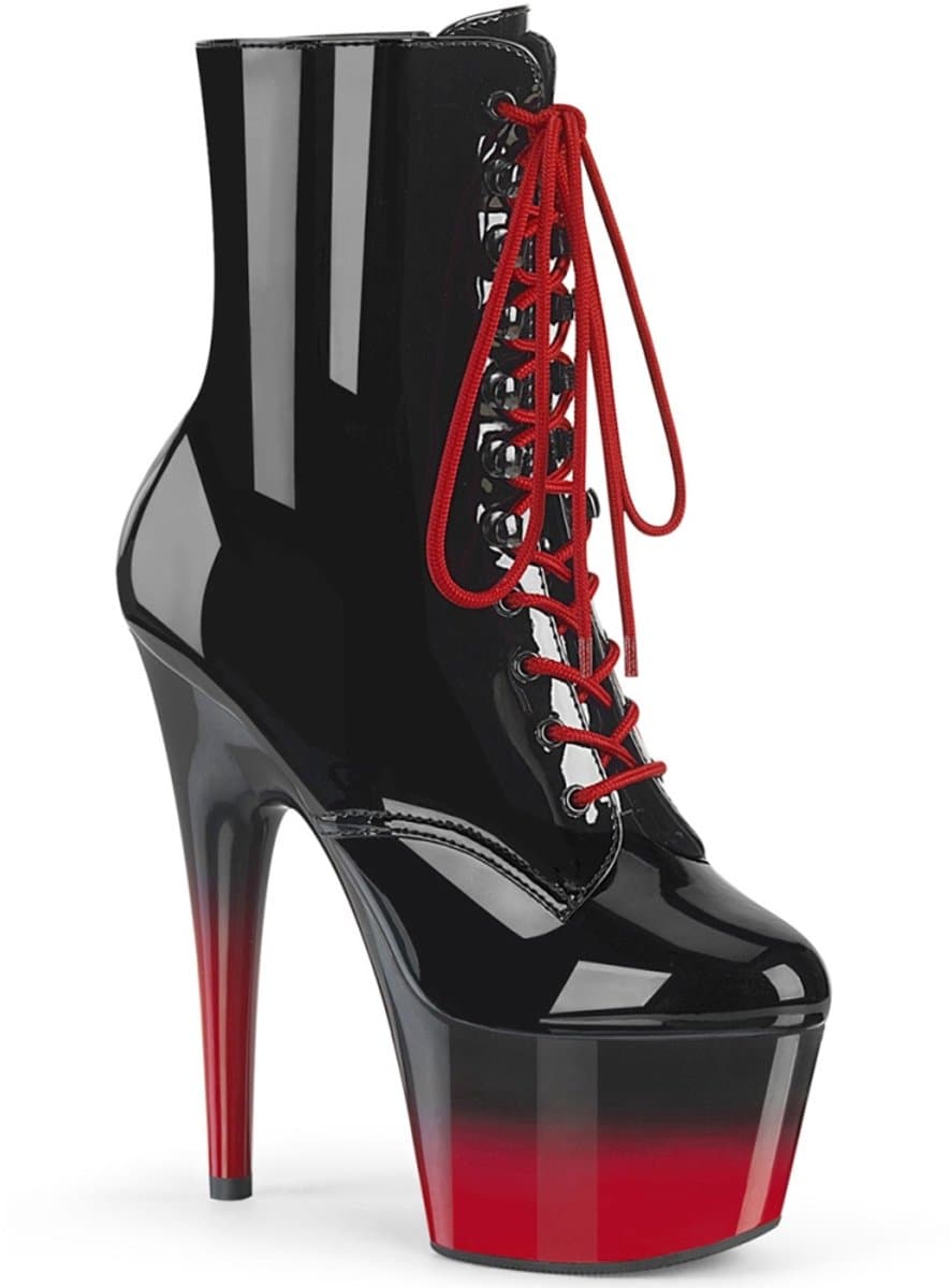 Pleaser - ADORE-1020BR-H Plateau Laarzen, Paaldans schoenen - Paaldans schoenen - 42 shoes - Zwart/Rood — afbeelding 1