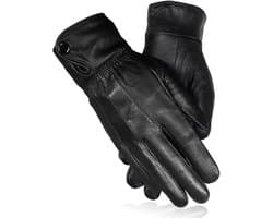 Handschoenen, waterdichte lederen handschoenen, winter zachte warme voering touchscreen sms'en dameshandschoen, heren dames casual rijden motorjurk handschoenen (zwart)