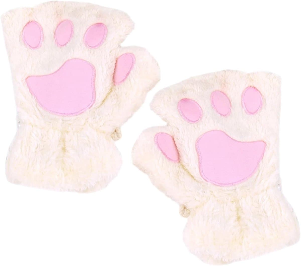 Handschoenen van kattenpoten voor kinderen, warme winterhandschoenen voor meisjes, warme pluche handschoenen zonder vingers, warme winddichte handschoenen, dikke fluwelen handschoenen — afbeelding 1