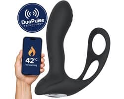 MyFantasy Prostaat Vibrator Mannen met App & Cockring - 42°C Verwarmde Prostaat Stimulator - Bestuurbaar met Nederlandse App - Vibrerende Buttplug Dildo - Butplug - Anaal Vibrators voor Mannen - Sex Toys voor Mannen & Koppels - Anale Speeltjes Zwart