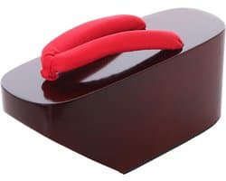 K-G-80-5 Hout rood origineel Japan Geta sandaal Tabi Kimono Geisha teenslippers 10,5 cm plateau