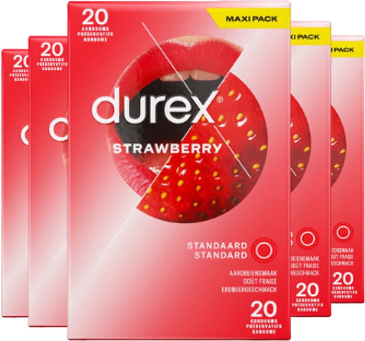 Durex Condooms Strawberry 20st - 5 Stuks - Voordeelverpakking — afbeelding 1
