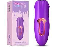 Desiredrops® - Paarse Mond Vibrator - Trilt – 10 Standen - 5 Vibrator Standen– Paarse Siliconen Vibrator - Bijt-Zuig -Clitoris Stimulator – Intense Sex Orgasme – Seks speeltjes – Cadeau - Vrouw - Voor haar