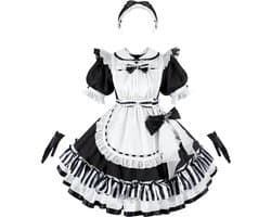 French Maid-outfit dames - zwart met schort - sexy en speels - perfect voor carnaval - ShopVlot