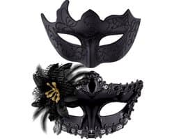 Dailygoods - Venetiaans Masker voor Dames en Heren - 2 Stuks voor Feestkostuum