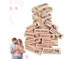 Houten Stapeltoren - Koppelspel - Avondje Plezier - 48 Delige Set - Compact Formaat - Meerdere Kleuren