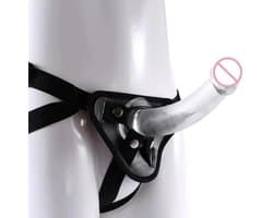 Voorbind dildo - 21 cm - Dildo met voorbind set - Zwart - Dildo doorzichtig - Sex toys - Sex speeltje - spel