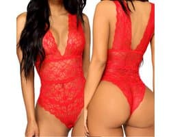 Erotische Body I Lingerie Body Kostuum I Sexy Erotisch Ondergoed I Rood