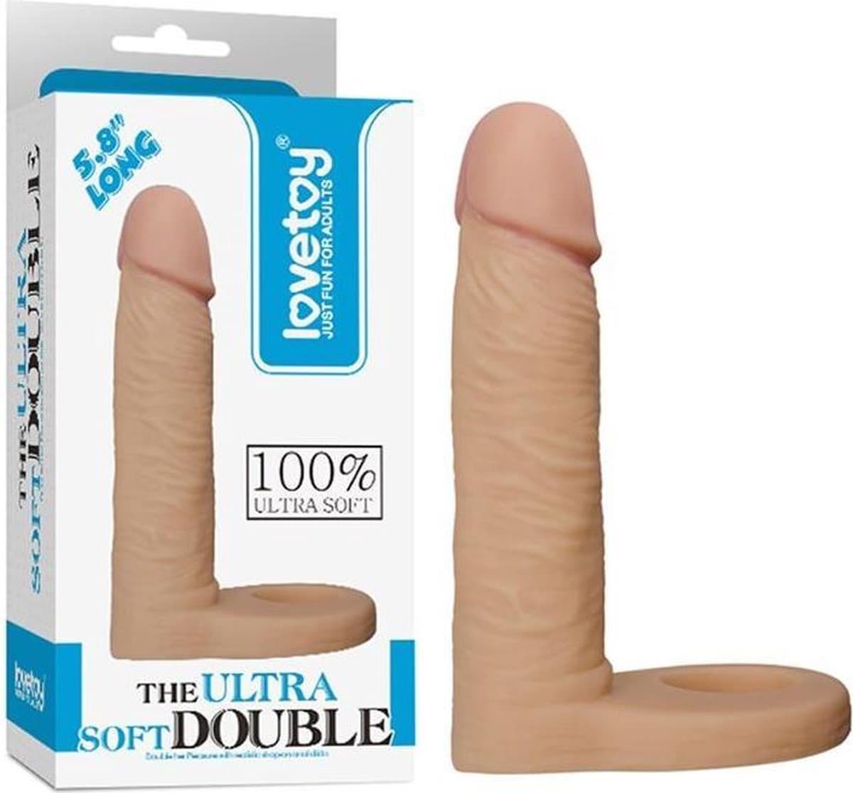 Lovetoy Voorbinddildo voor dubbele penetratie Ultrasoft Double - 15 cm — afbeelding 1