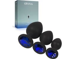OHYES 3-Delige Siliconen Buttplug Set – Anal Butt Plug – Seks Toys voor Mannen & Vrouwen – Anale Seksspeeltjes - Buttplugs Anaal Speeltje met Diamanten - Blauw