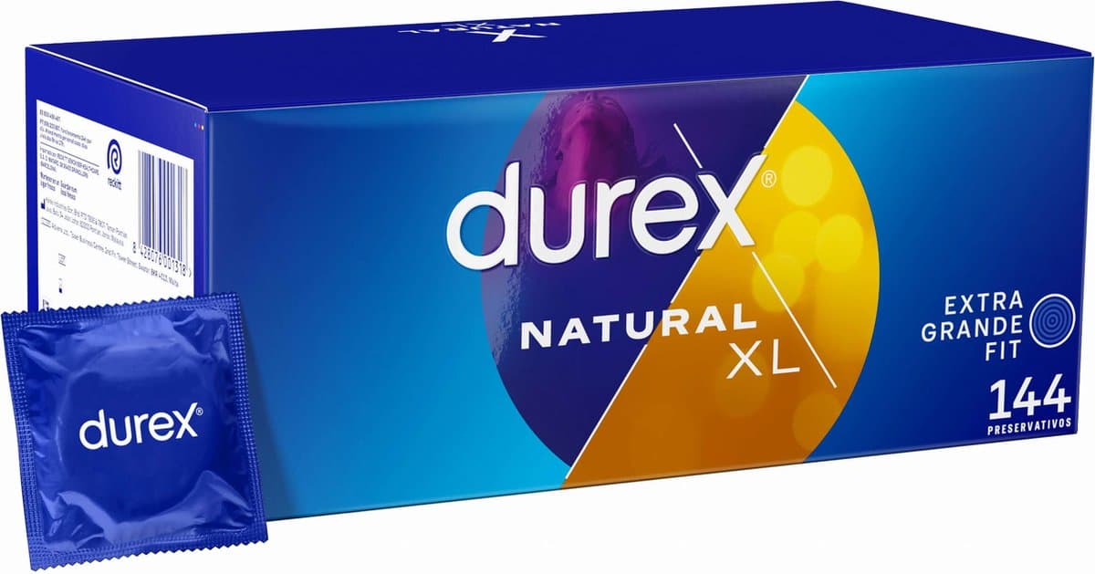 Durex Condooms - Natural XL - 144 stuks - Extra Groot - Discreet Verzonden — afbeelding 1