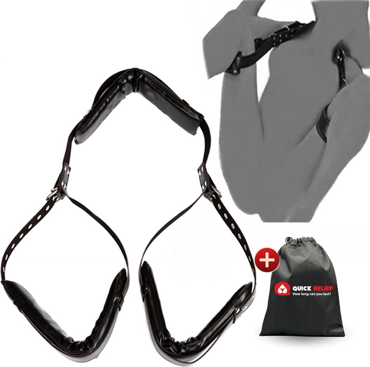 Quick Relief Kinky Missionary™ - Bondage set - Leg Restraint Straps - Handboeien - Spreidstang leder - Sex Swing - Seksmeubel voor Vrouwen - BDSM — afbeelding 1