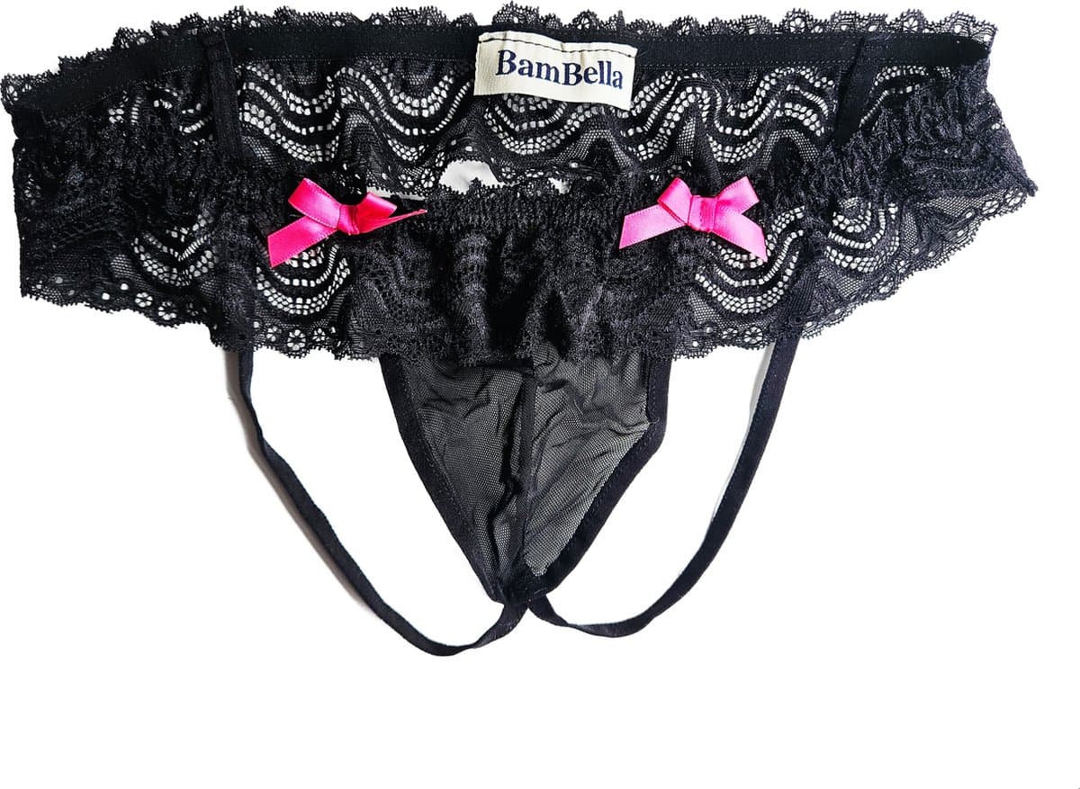 BamBella ® - String Kruisloos - One size - Sexy Zwart Erotische onderbroek Heren — afbeelding 1