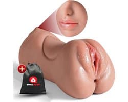 Quick Relief Vanessa™ - Blowjob Masturbator - Pocket Pussy - 3 in 1 Blowjob, Vagina & Anus - Sex Toy voor Mannen - voor Heren - Stroker - Seks - 20 cm - Bruin