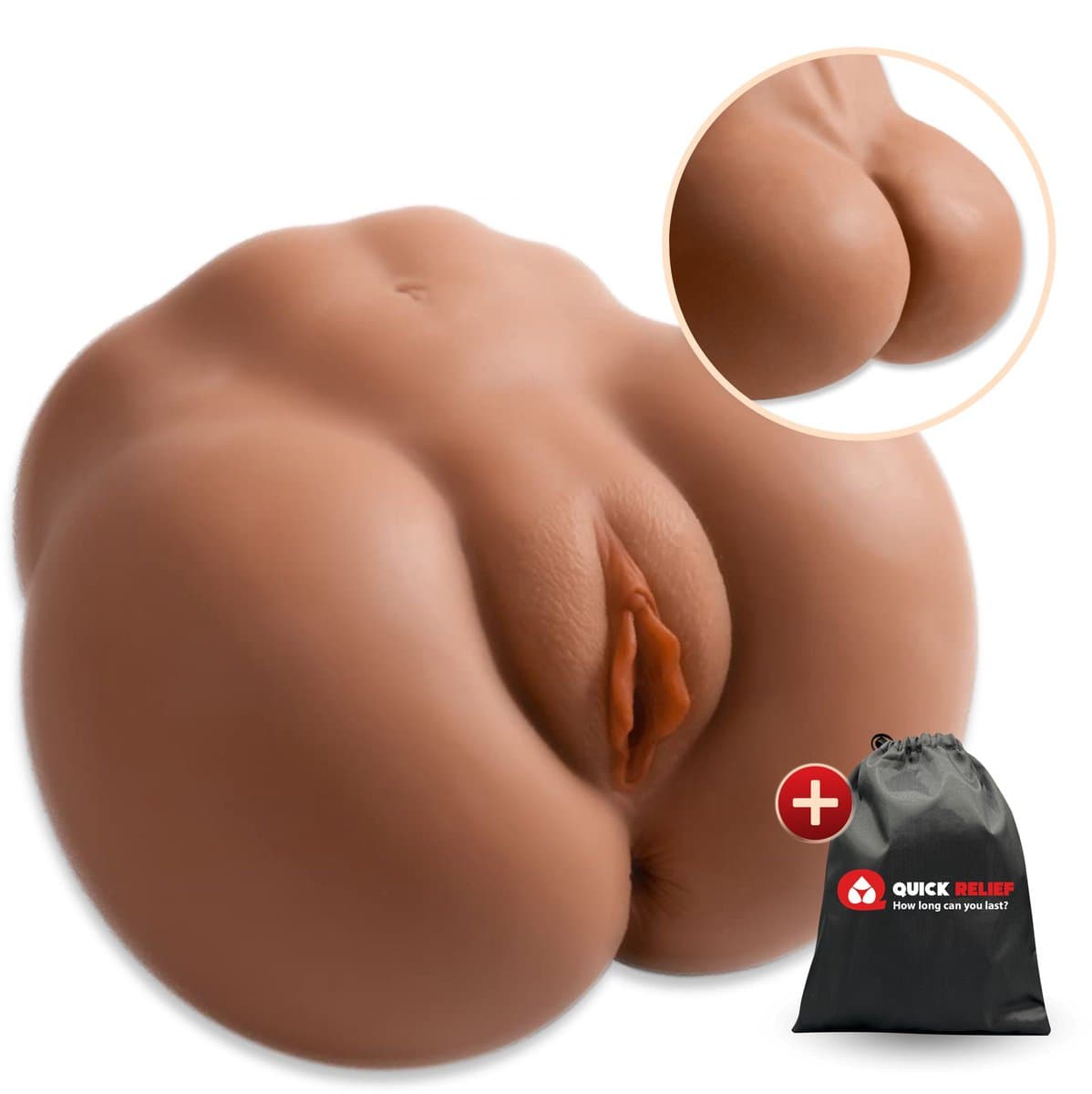Quick Relief Ashleé™ - Masturbator - Pocket Pussy - Masturbator voor man - 2 in 1 Vagina en Anus - Sex toys voor mannen - Bruin — afbeelding 1