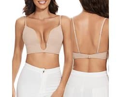 Lage Rug BH voor Dames - Draadloze U-vormige Plunge Push Up Multiway Beha