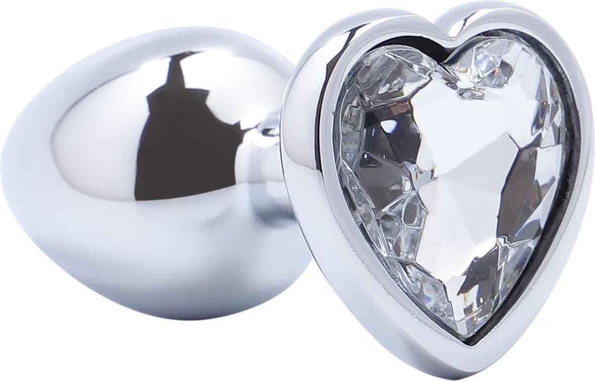 Banoch - Buttplug Coeur Transparent Medium -Metaal - Hartje - Diamant Steen — afbeelding 1