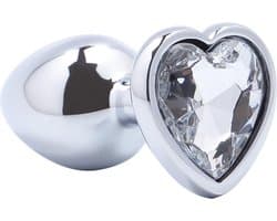 Banoch - Buttplug Coeur Transparent Medium -Metaal - Hartje - Diamant Steen