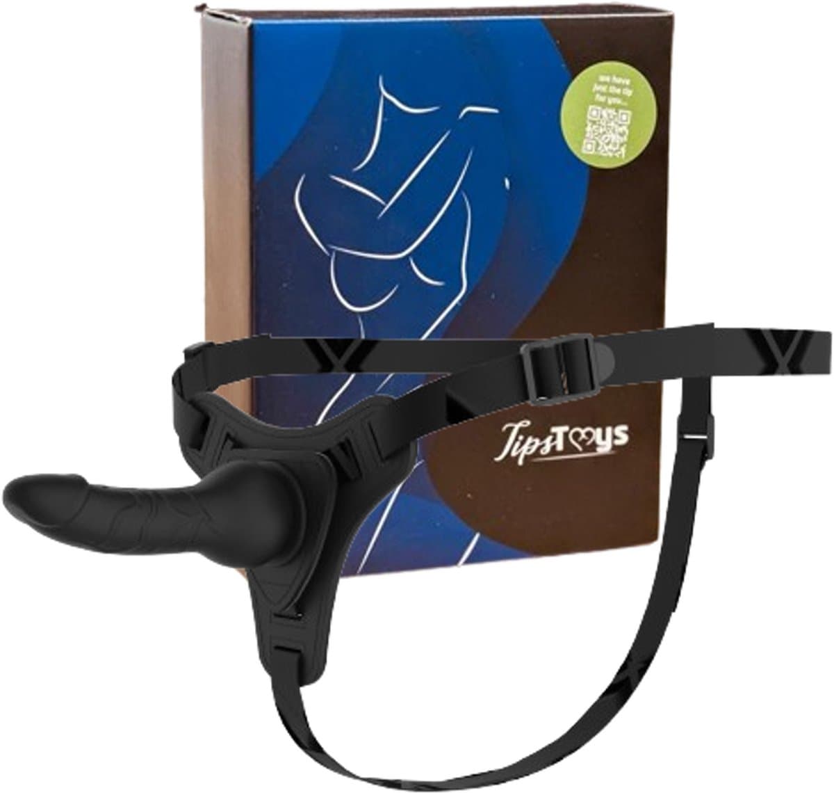 TipsToys® Strap On Voorbind Dildo – Verstelbaar Harnas met Dildo – Strap On Seksspeeltje voor Vrouwen & Koppels – Zwart — afbeelding 1