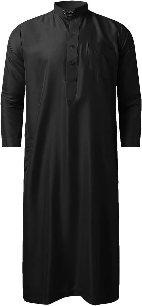 Islamitische heren abaya moslim zakken gebedskleding robe lang Arabisch linnen hals Djellaba A19 — afbeelding 1