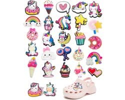 25 stuks decoratieve pinnen, eenhoorn-serie, schoenbedels, accessoires en versieringen voor schoenen, schoenbedels voor clogs schoensieraden voor meisjes, vrouwen, jongens en