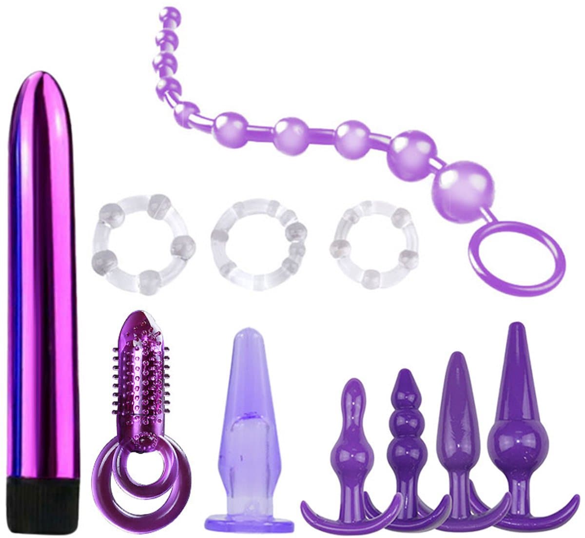 Daity 9-delige siliconen anale plug-set – Trainingsset voor beginners – Siliconen anale plug, dildo-kralen en prostaatmasseur – Seksspeeltjes voor mannen en vrouwen — afbeelding 1