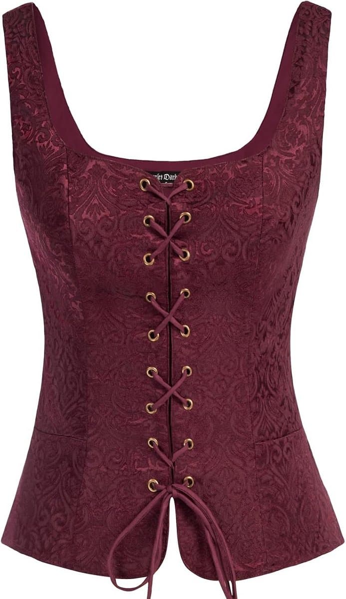 Corset Top Renaissance Piraten Kostuum Dames met Vetersluiting — afbeelding 1