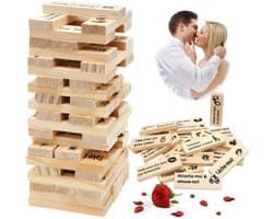 Ondeugende Blokkentoren - Houten Stapelspel - Avondje Plezier - 48 Verrassende Blokken - 7x3cm Blokken