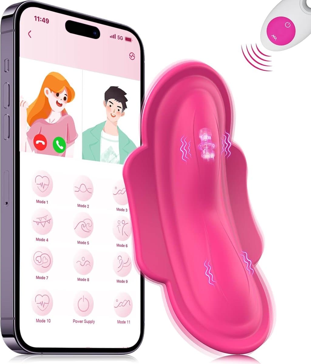 Panty Vibrator met App & Afstandsbediening – Draagbare Mini Egg Vibrator – Clitoris Stimulator – Stil Discreet Seksspeeltje voor Vrouwen & Koppels - Roze — afbeelding 1