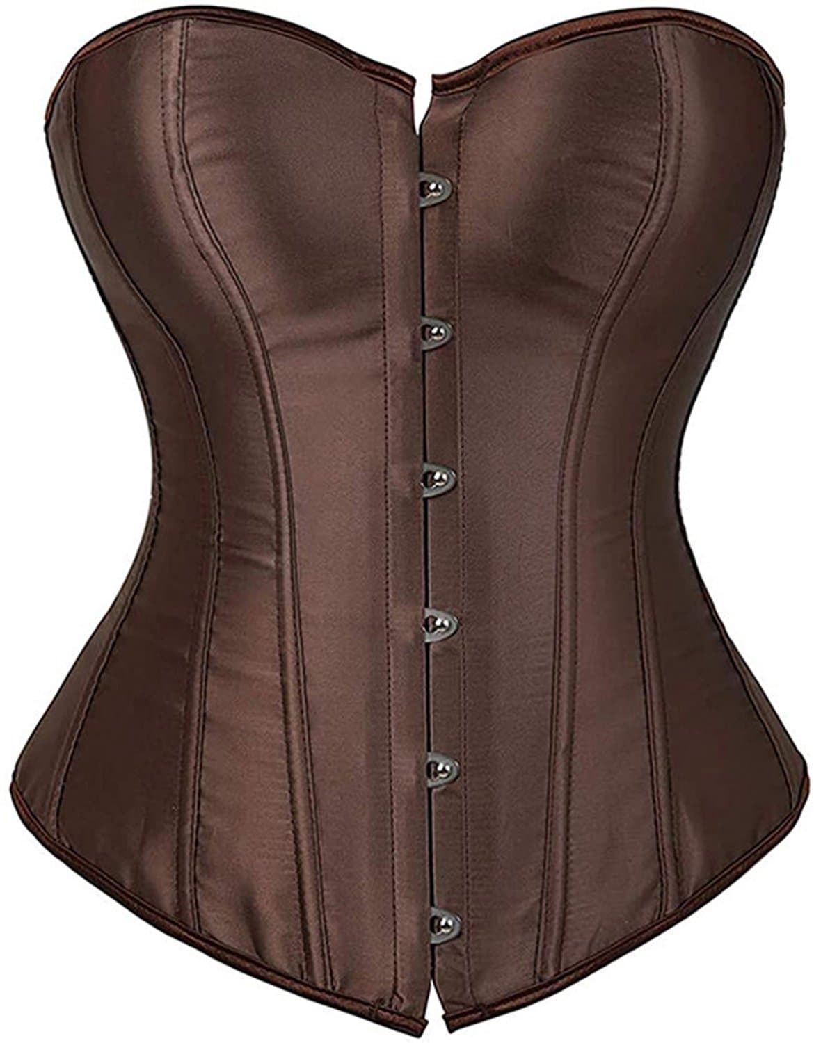 Sexy dameskorset – Gotisch kanten korset – Taillecorrigerende shapewear – Nauwsluitend lijfje met vetersluiting – Perfect voor gothic stijl, cosplay en Halloweenkostuums – bruin – Maat 3XL — afbeelding 1