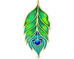 Zinklegering Emaille Pauw Veer Broche Turquoise Blad Spelden Sieraden Tassen Pakken Jassen
