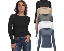 Thermische tops met lange mouwen voor dames slim fit stretch ronde hals ademende laagjes T-shirts voor dames werkkleding ondergoed