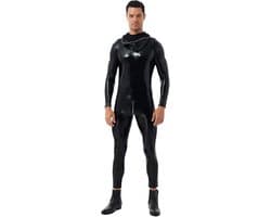 Wetlook bodysuit voor heren - metallic jumpsuit met lange mouwen - full-body pak in strakke pasvorm