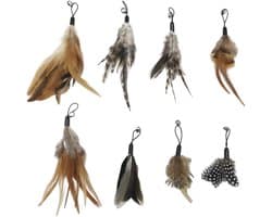 8 stuks reservekattenspeelgoed, kattenspeelgoed met belletjes, interactieve veerstaaf, kattenspeelgoedset, reserveveren voor kattenspeelgoed, kattenhengel, reserveveren, hanger voor katten