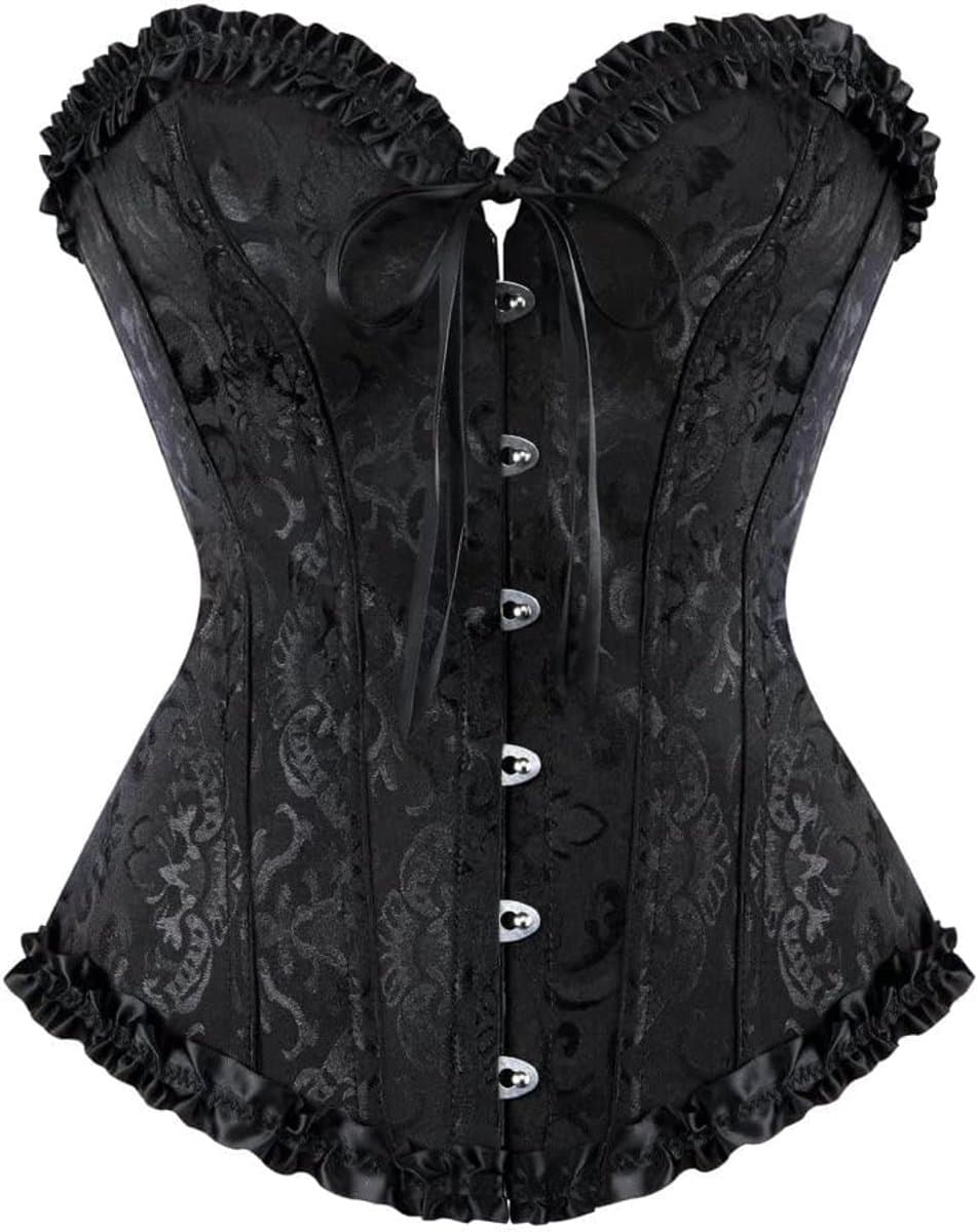 Gotisch Dameskorset met Beha - Vintage Bustier in Zwart/Rood - M — afbeelding 1