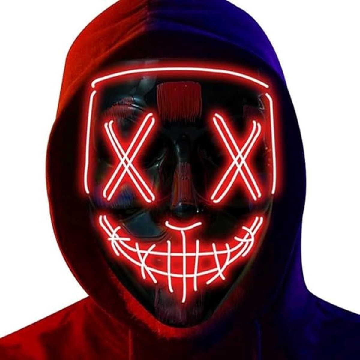Led Halloween Masker, 2025 Upgrade Led Purge Mask, Glitter in Het Donker, Griezelig Masker met 4Verlichtingsmodi voor Halloween — afbeelding 1