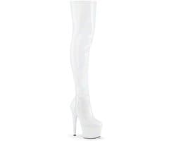 Pleaser - ADORE3000HWR Plateau Overknee Laarzen - Paaldans schoenen - 37 Shoes - Wit